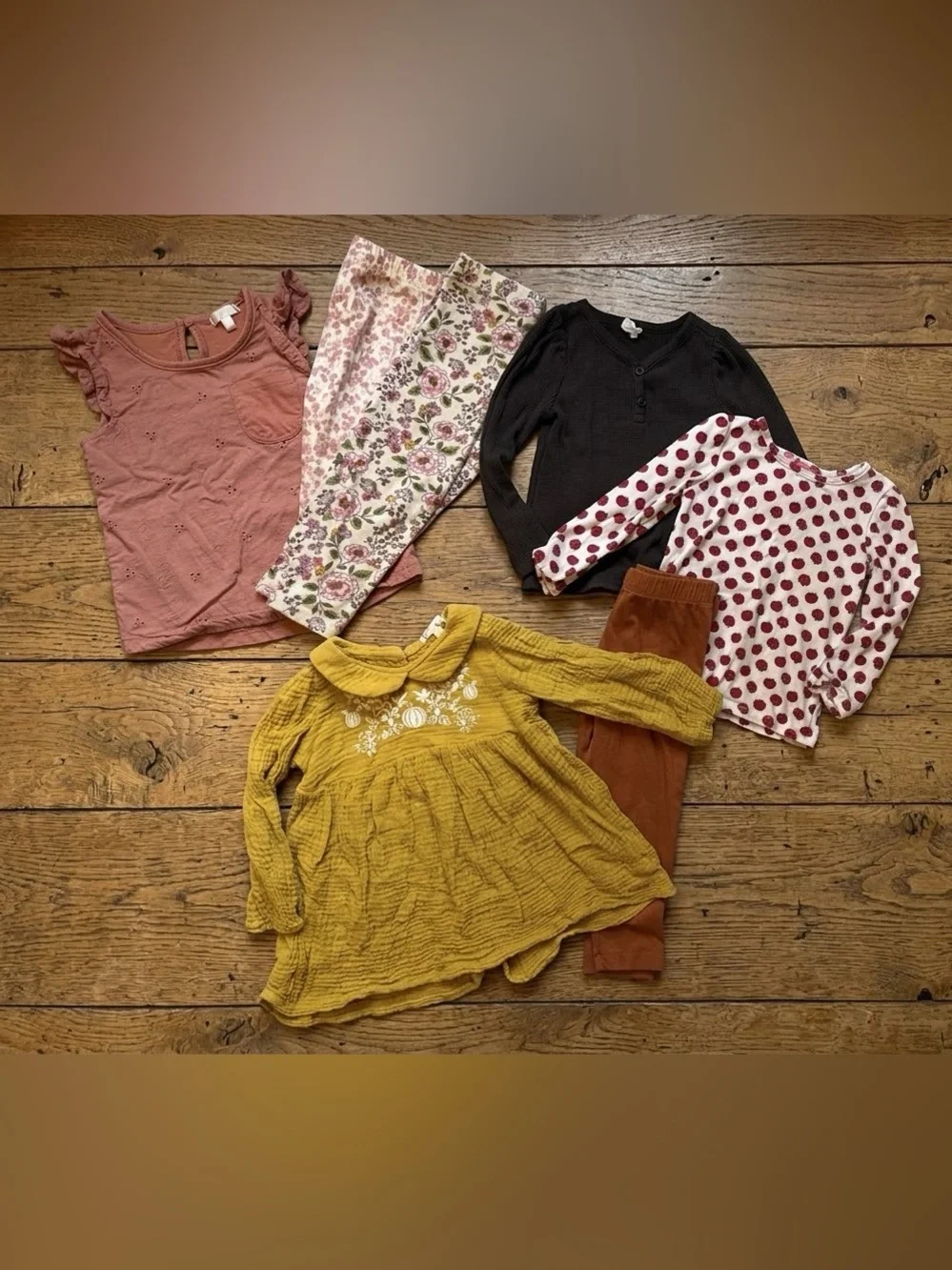 2T Girls Autumn Fall Bundle: Apple, Muslin Embroidered Pumpkin, Seasonal Chic